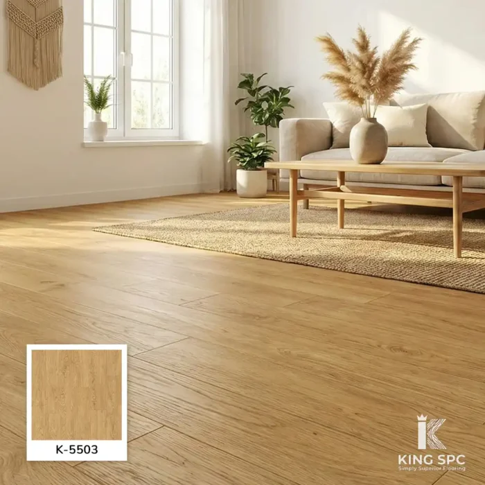 พื้นไม้ SPC คลิ๊กล็อค สีโอ๊คธรรมชาติ Natural Oak (5603) แต่งบ้านสไตล์มูจิ