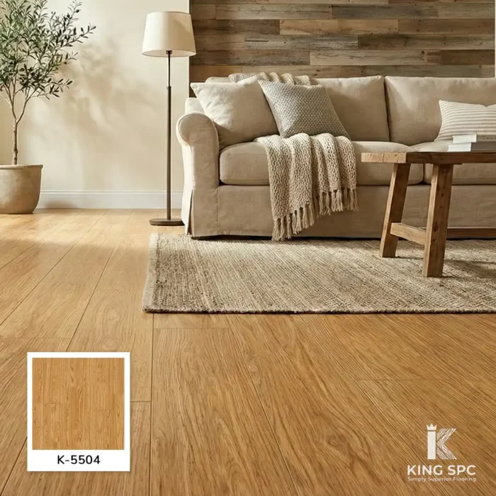 กระเบื้องยาง SPC ลายไม้สักทอง Golden Teak (5604) สีสวยเหมือนไม้จริง